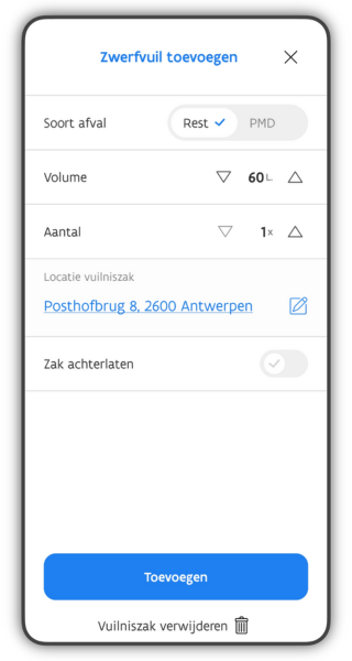 screenshot app zak toevoegen